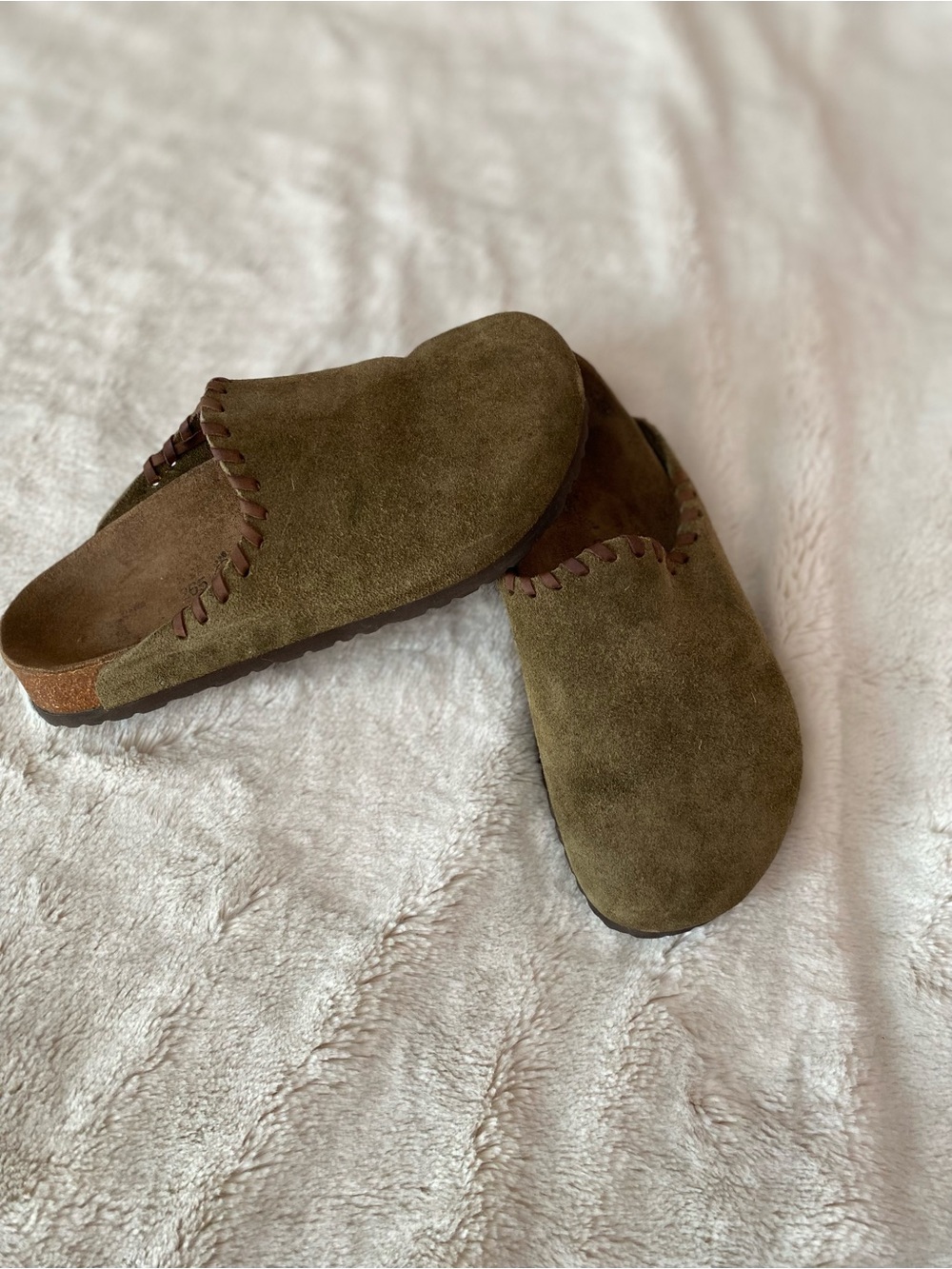 Birkenstock Tatami suede whipstitch clogs/mules